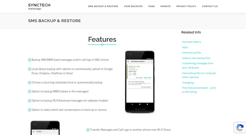 The SMS Backup & Restore homepage
