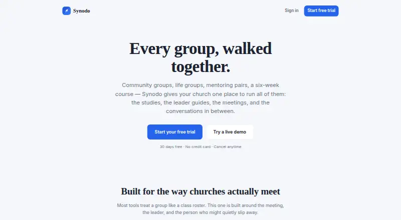 The Synodo homepage