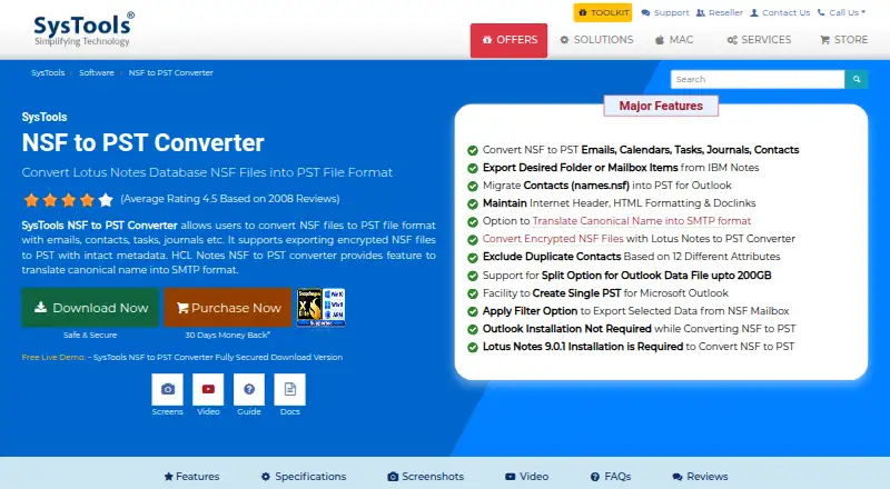 The SysTools Export Notes homepage