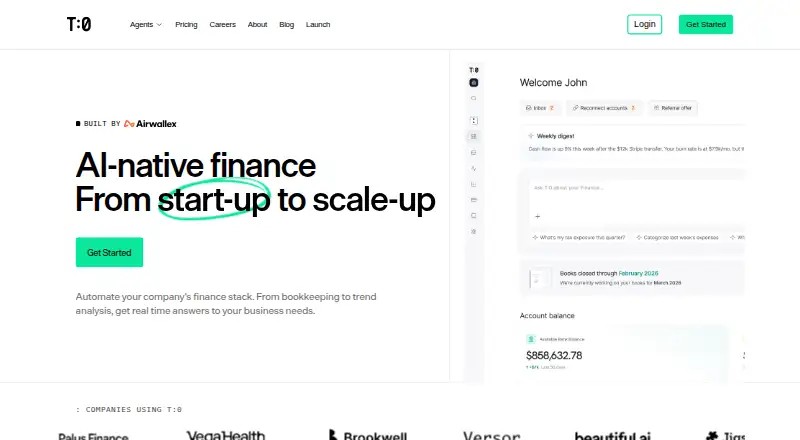 The T:0 homepage