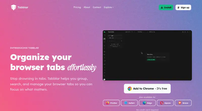 The Tabblar homepage