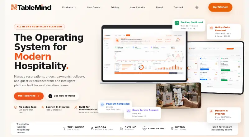 The TableMind homepage