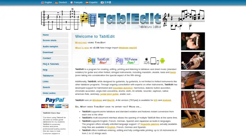 The TablEdit homepage