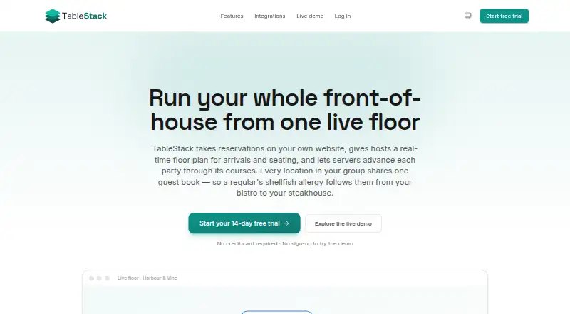 The TableStack homepage