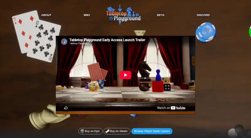 The Tabletop Playground homepage