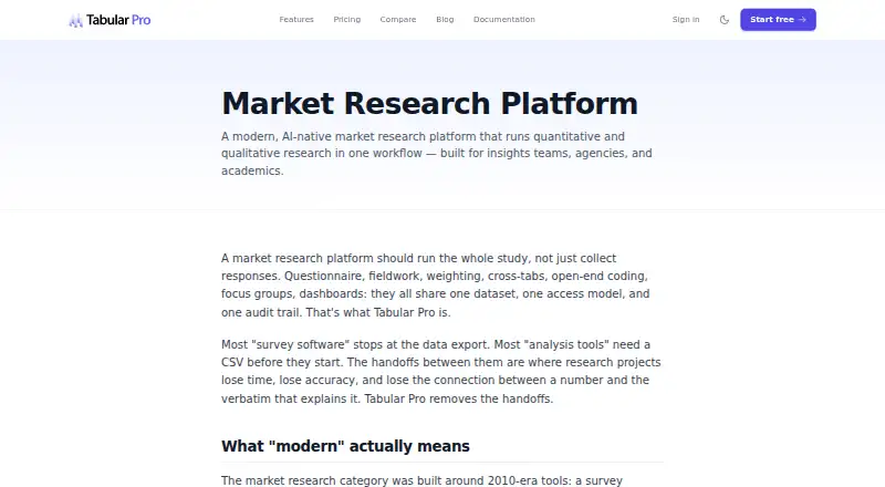 The Tabular Pro homepage