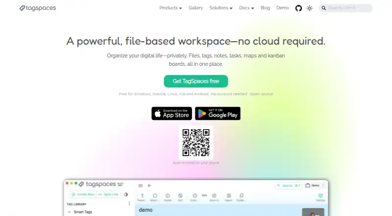 The TagSpaces homepage