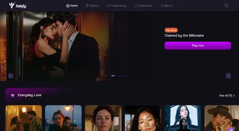 The Talefy homepage
