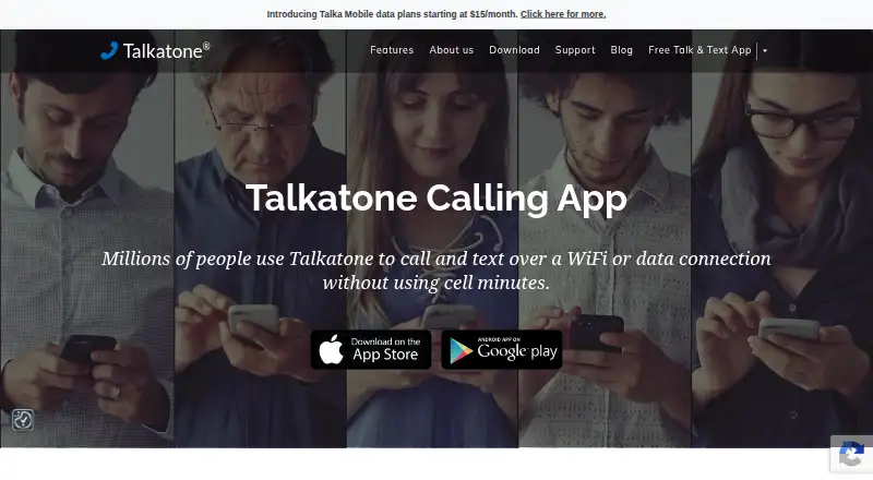 The Talkatone homepage