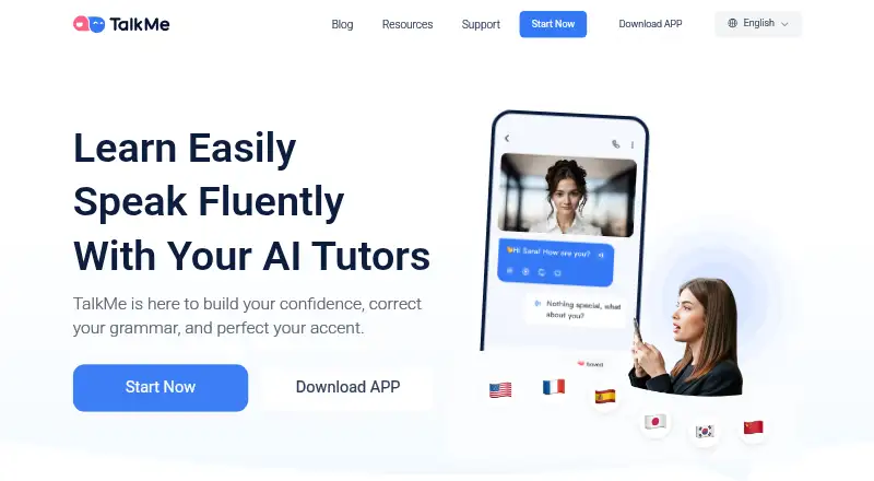 The TalkMe homepage