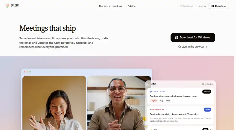 The Tana homepage