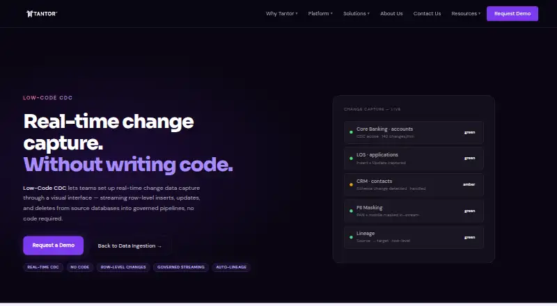 The Tantor Low-Code CDC homepage