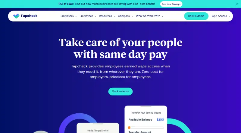 The Tapcheck homepage