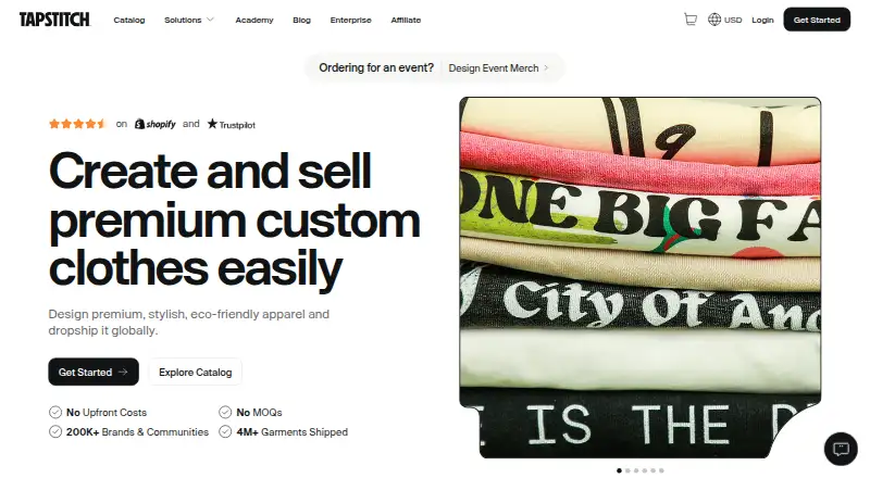 The Tapstitch homepage