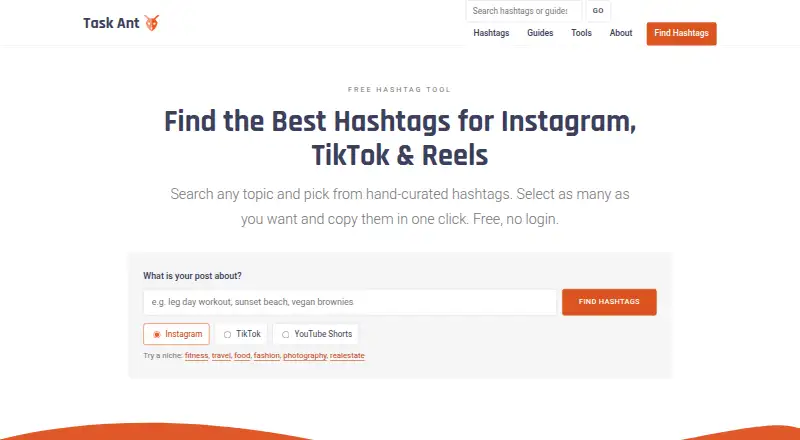 The Task Ant homepage
