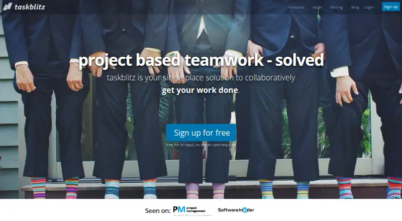 The taskblitz homepage