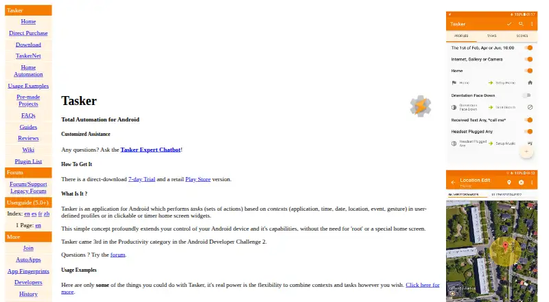 The Tasker homepage