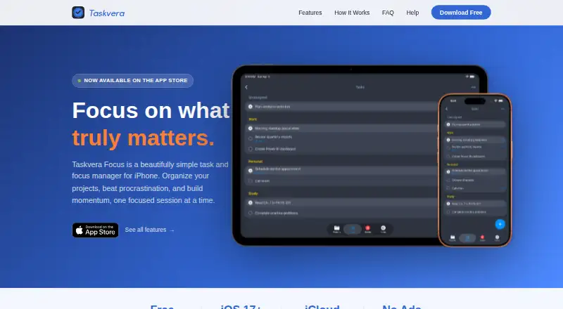 The Taskvera Focus homepage