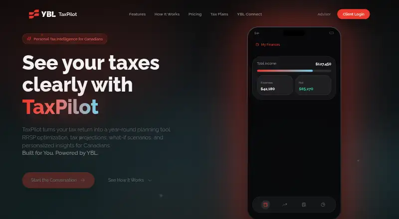 The YBL TaxPilot homepage