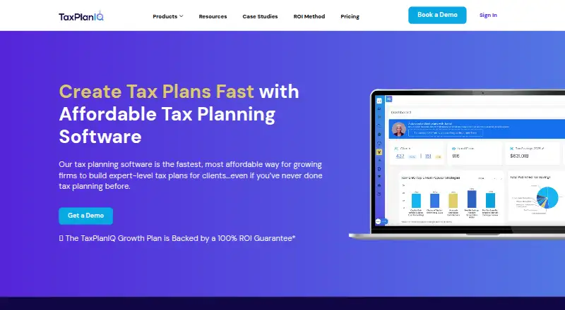 The TaxPlanIQ homepage