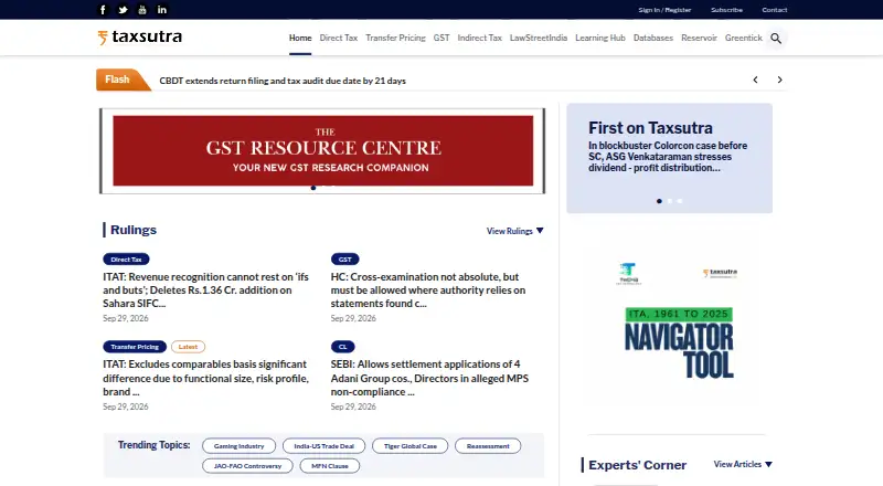 The Taxsutra homepage