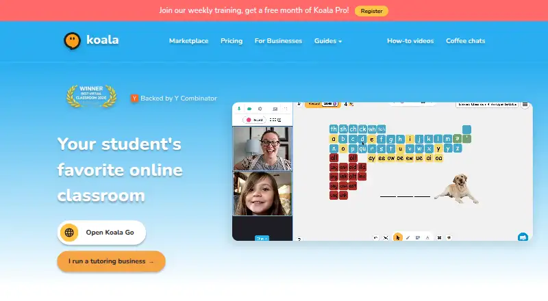 The Koala Go homepage