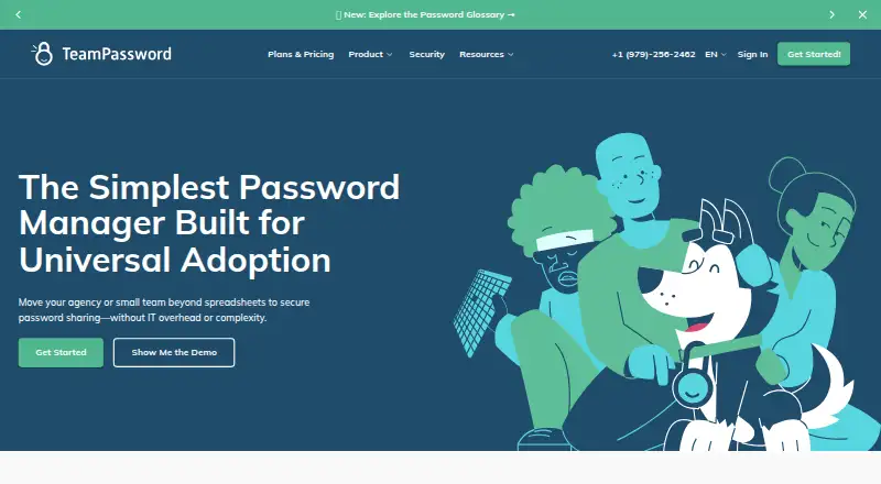 The TeamPassword homepage