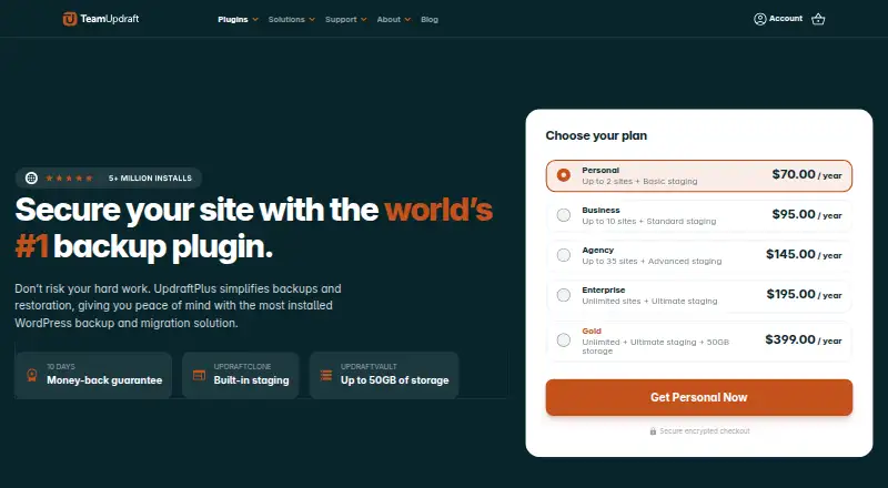 The UpdraftPlus homepage