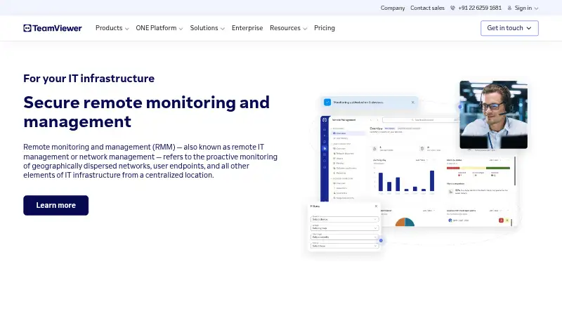 The TeamViewer RMM homepage