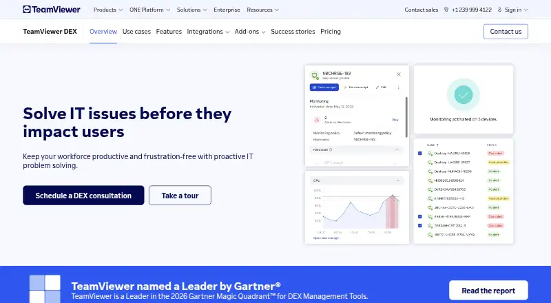 The TeamViewer DEX homepage