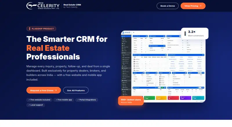 The Tech Celerity Real Estate CRM homepage