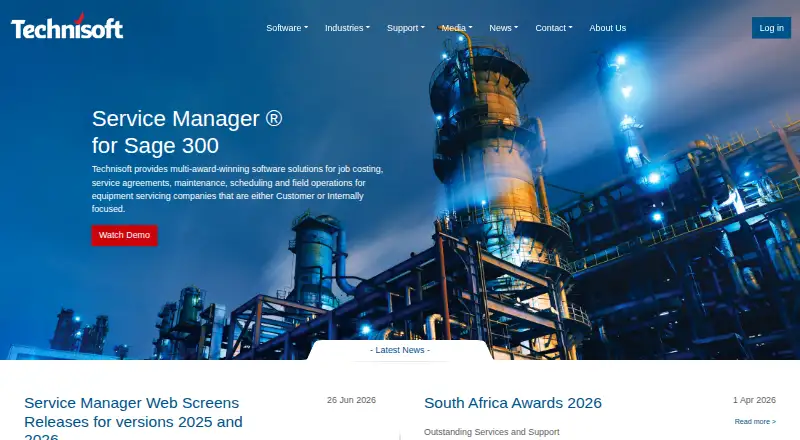 The Technisoft Service Manager homepage