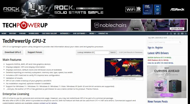 The GPU-Z homepage