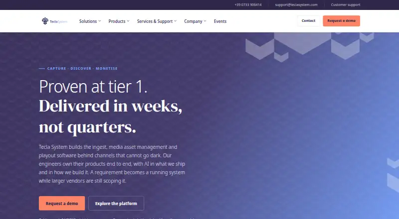 The Tecla MediaHive homepage
