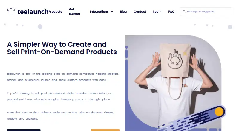 The teelaunch homepage