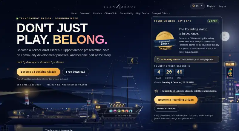 The TeknoParrot homepage