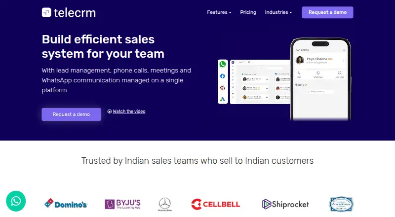The TeleCRM homepage
