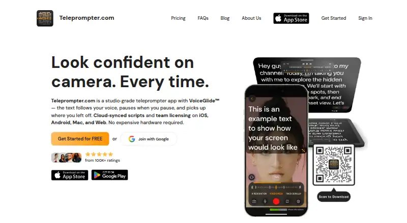 The Teleprompter.com homepage