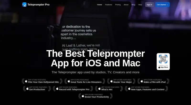 The Teleprompter Pro homepage