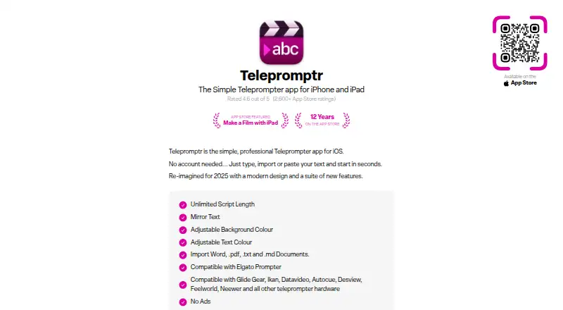 The Telepromptr homepage