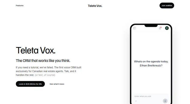 The Teleta Vox homepage
