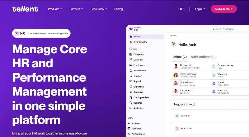 The Tellent HR homepage