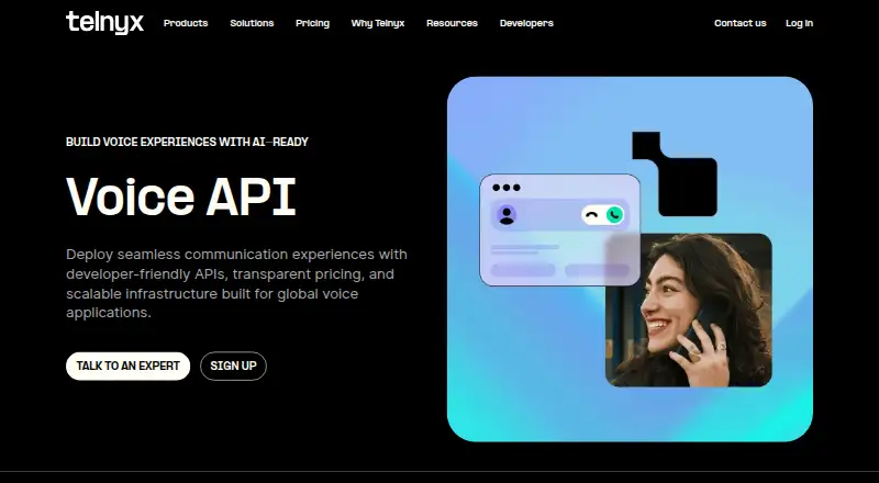 The Telnyx Voice API homepage