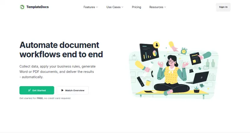 The TemplateDocs homepage