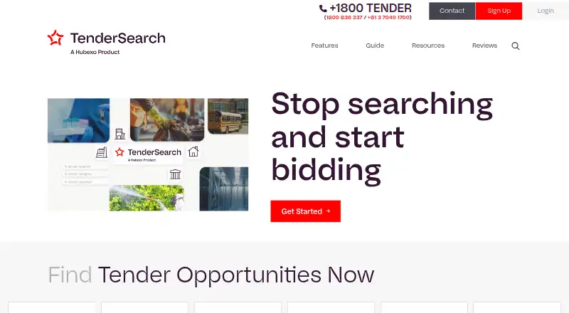 The TenderSearch homepage