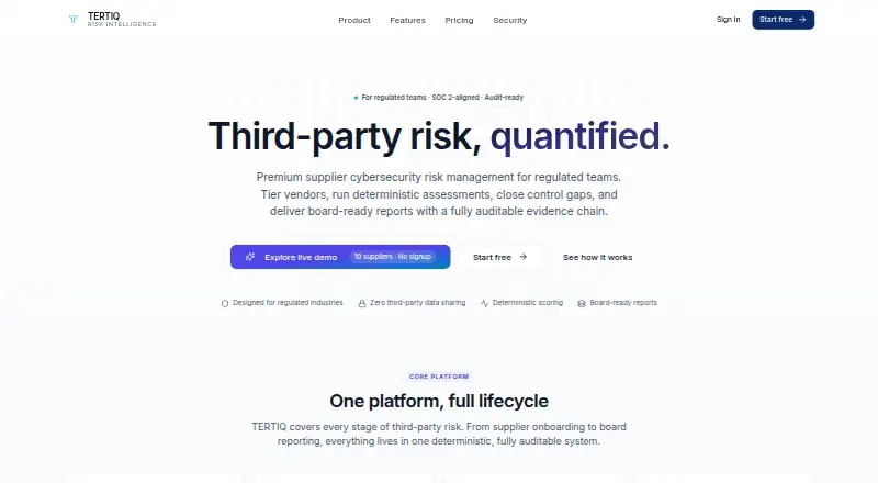 The TERTIQ homepage