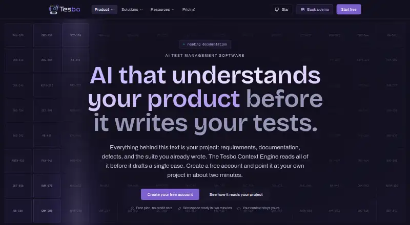 The Tesbo homepage