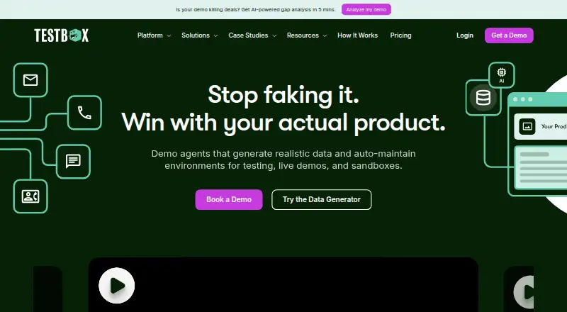 The TestBox homepage