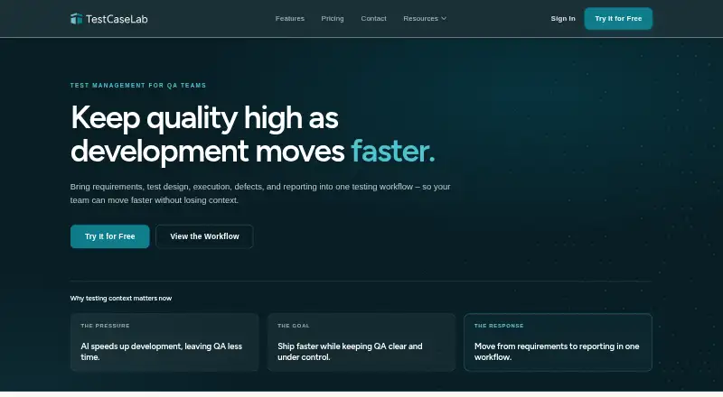 The TestCaseLab homepage