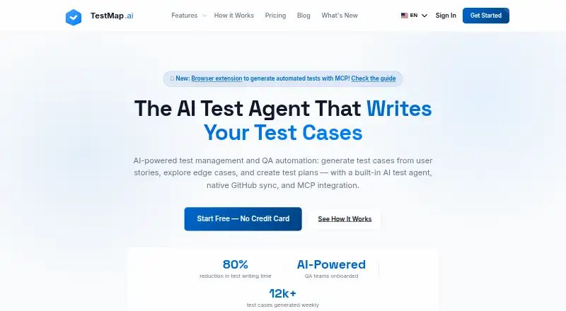 The TestMap.ai homepage